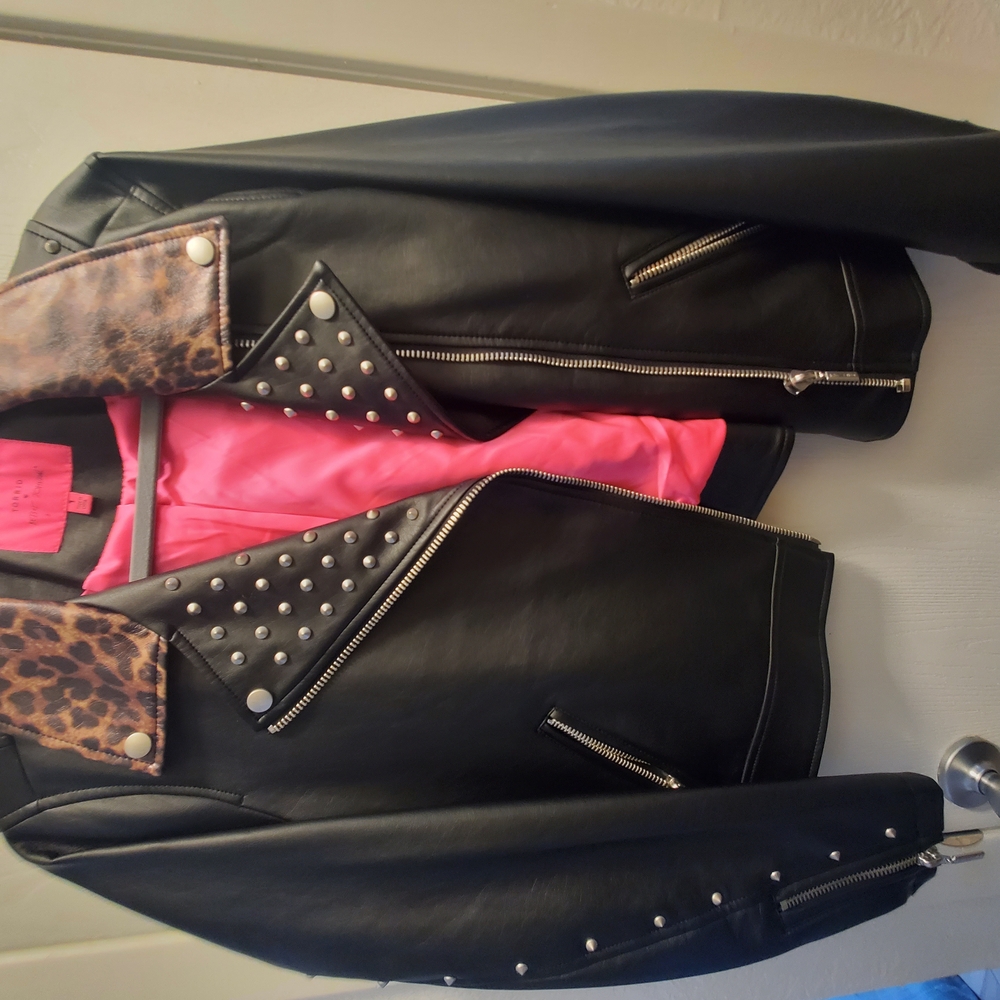 Black and Pink Studded Women's Jacket